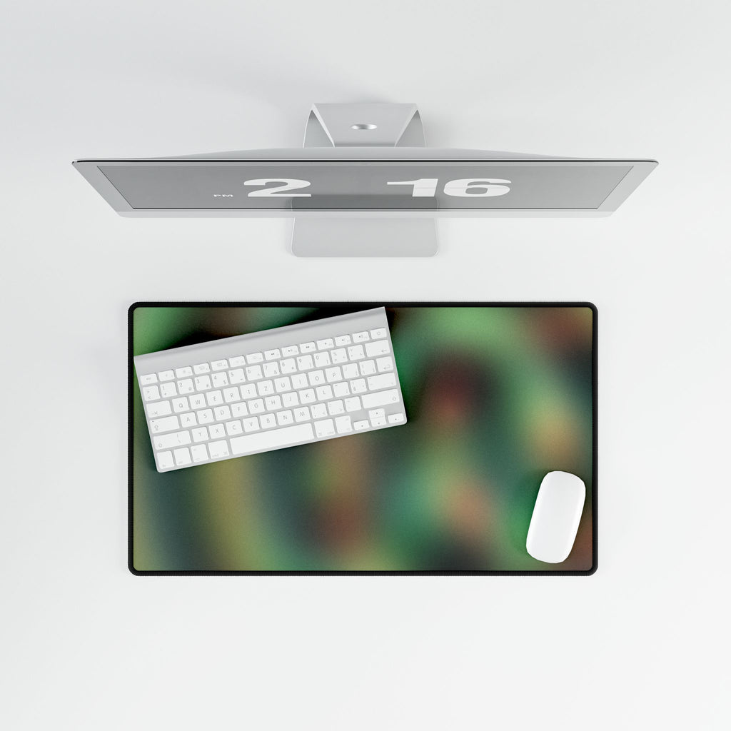Green Spiral Abstract Desk Mat — Large Gaming/Office Mouse Pad