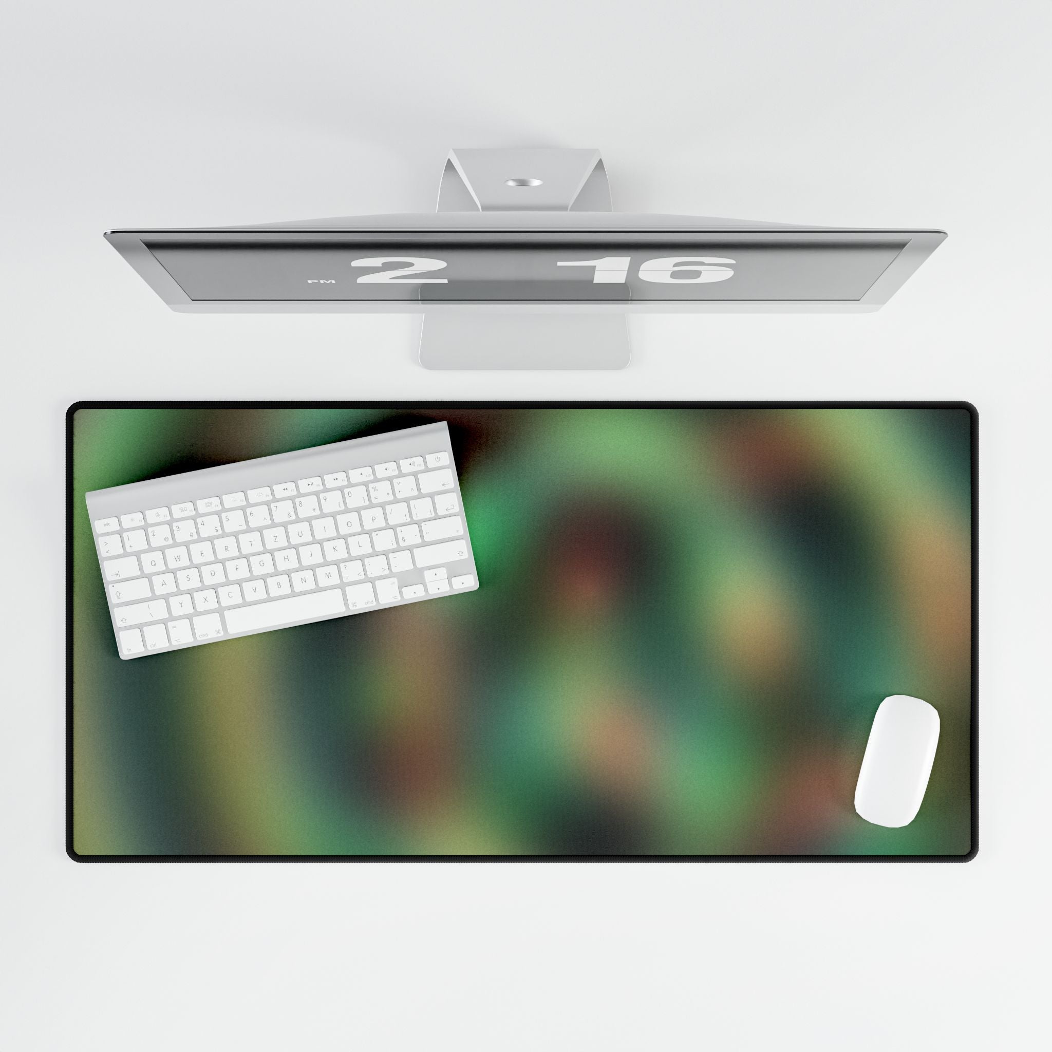 Green Spiral Abstract Desk Mat — Large Gaming/Office Mouse Pad