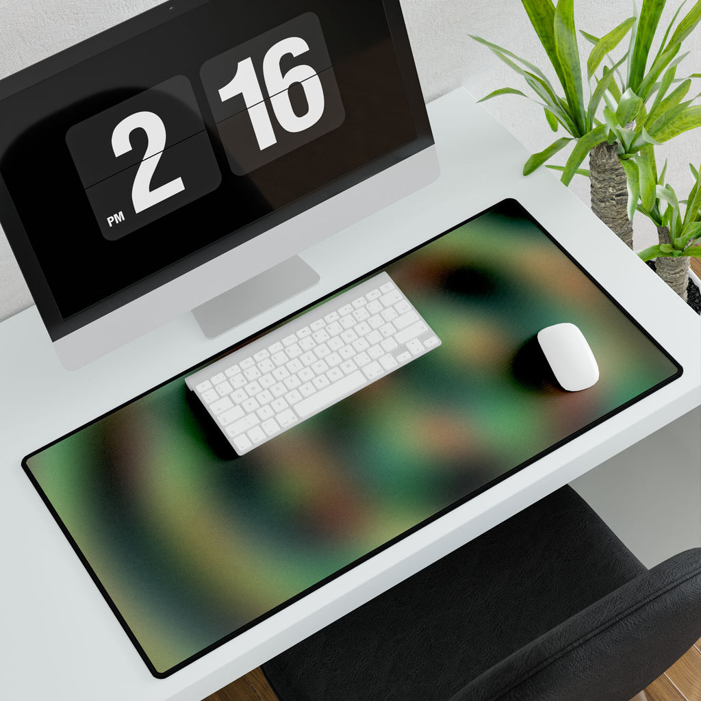 Green Spiral Abstract Desk Mat — Large Gaming/Office Mouse Pad