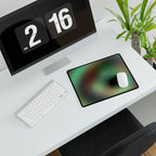 Green Spiral Abstract Desk Mat — Large Gaming/Office Mouse Pad