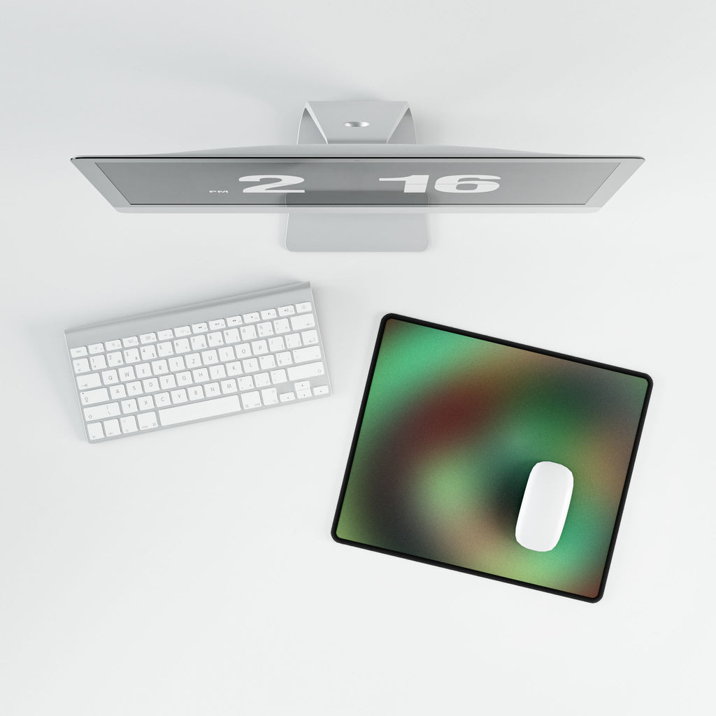 Green Spiral Abstract Desk Mat — Large Gaming/Office Mouse Pad