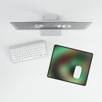 Green Spiral Abstract Desk Mat — Large Gaming/Office Mouse Pad