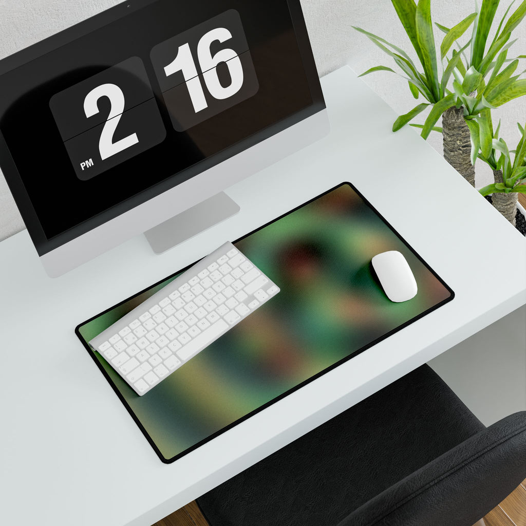 Green Spiral Abstract Desk Mat — Large Gaming/Office Mouse Pad
