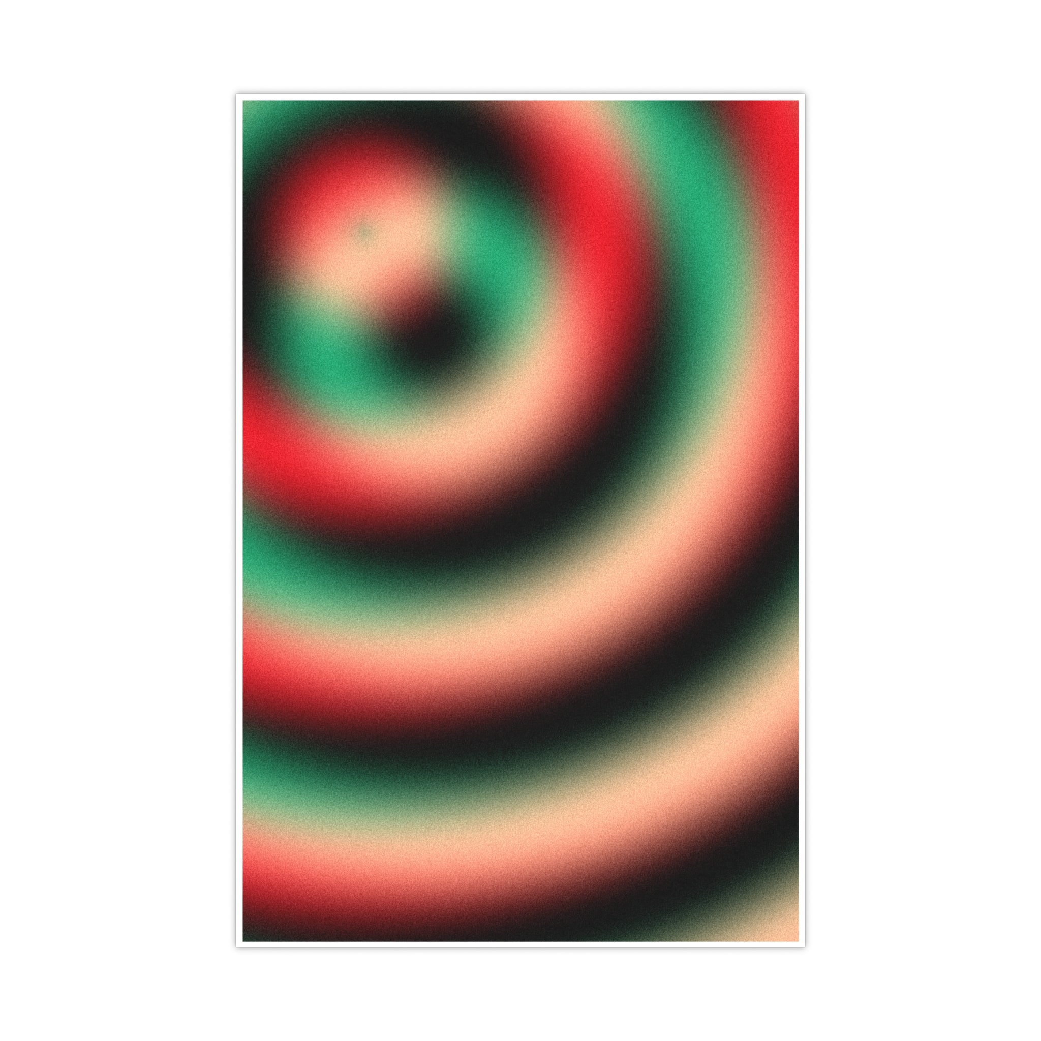 Retro Spiral Abstract Matte Poster — Green & Red Vortex Wall Art