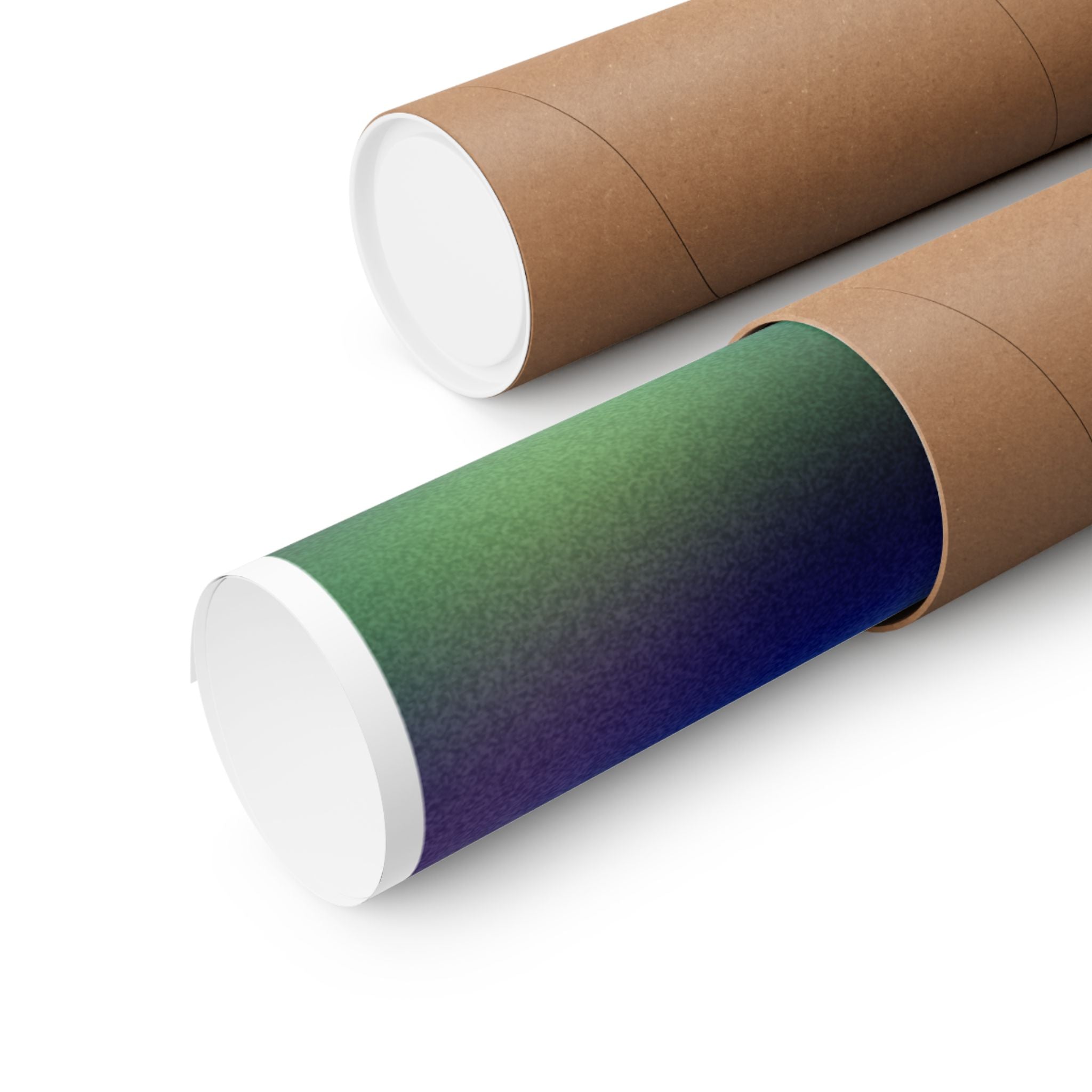 Abstract Wave Pattern Matte Poster — Blue & Green Optical Art (Vertical)