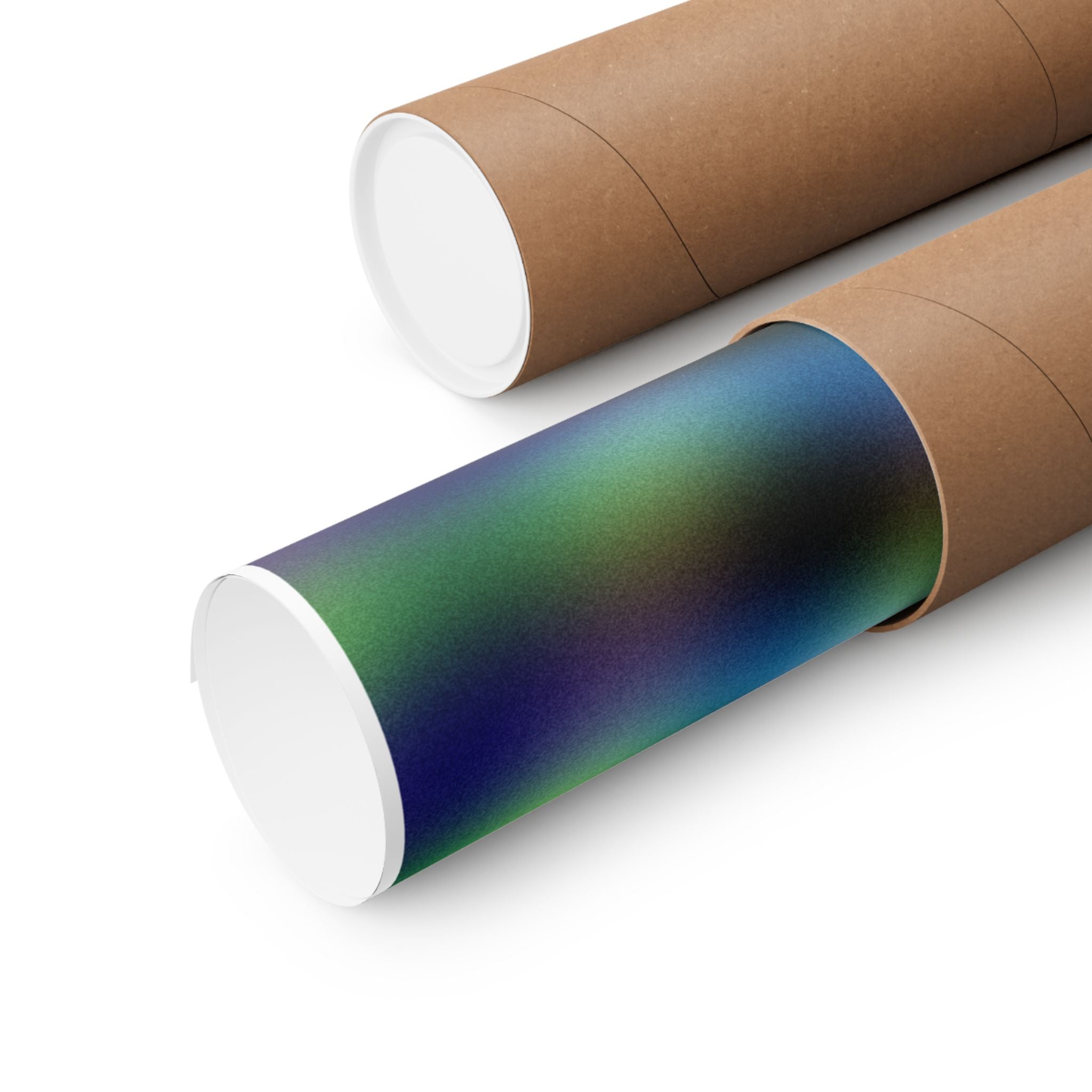 Abstract Wave Pattern Matte Poster — Blue & Green Optical Art (Vertical)