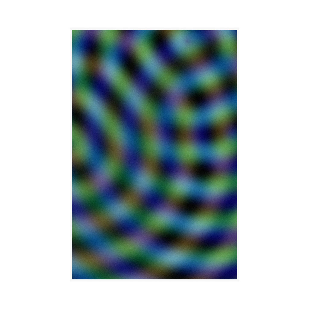 Abstract Wave Pattern Matte Poster — Blue & Green Optical Art (Vertical)