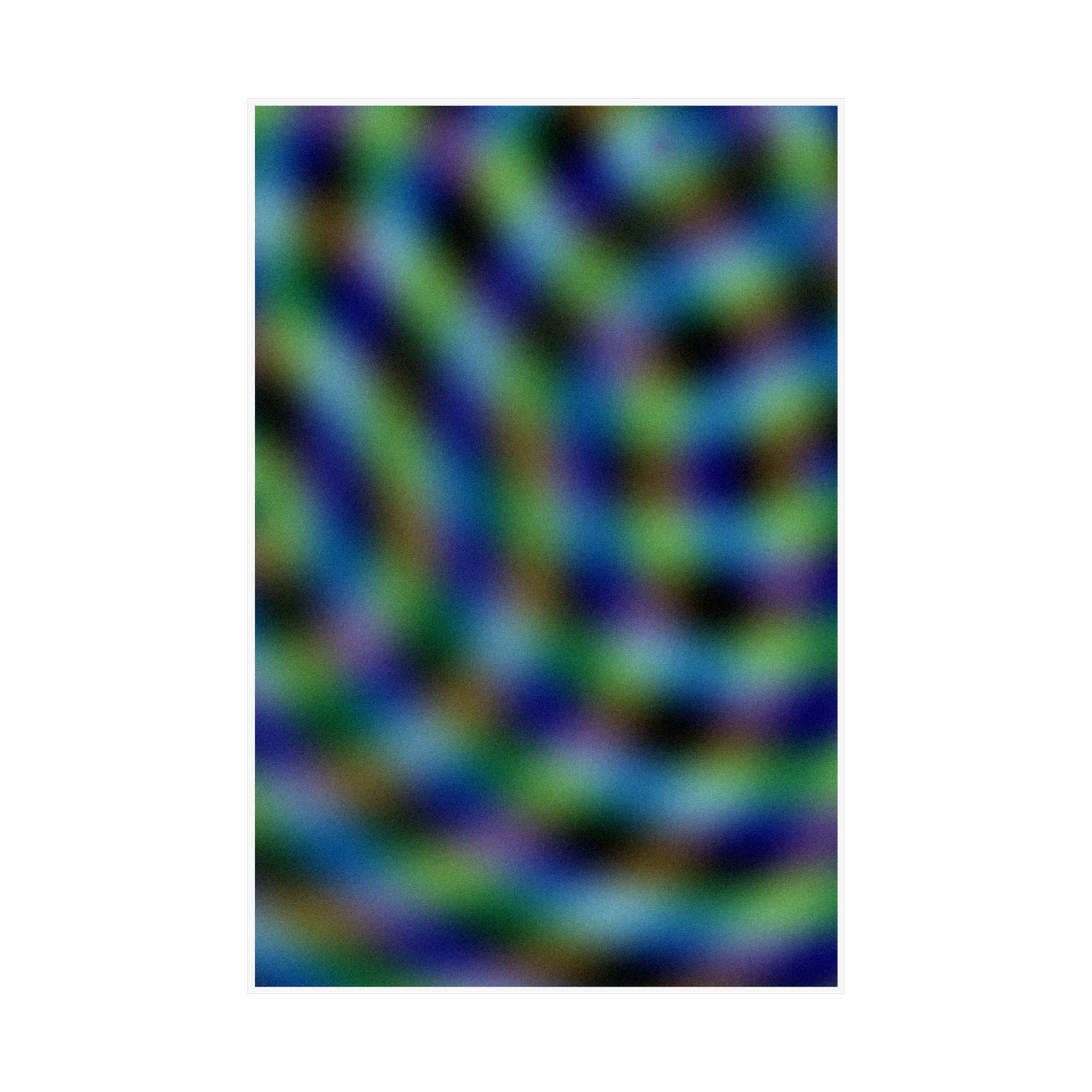 Abstract Wave Pattern Matte Poster — Blue & Green Optical Art (Vertical)