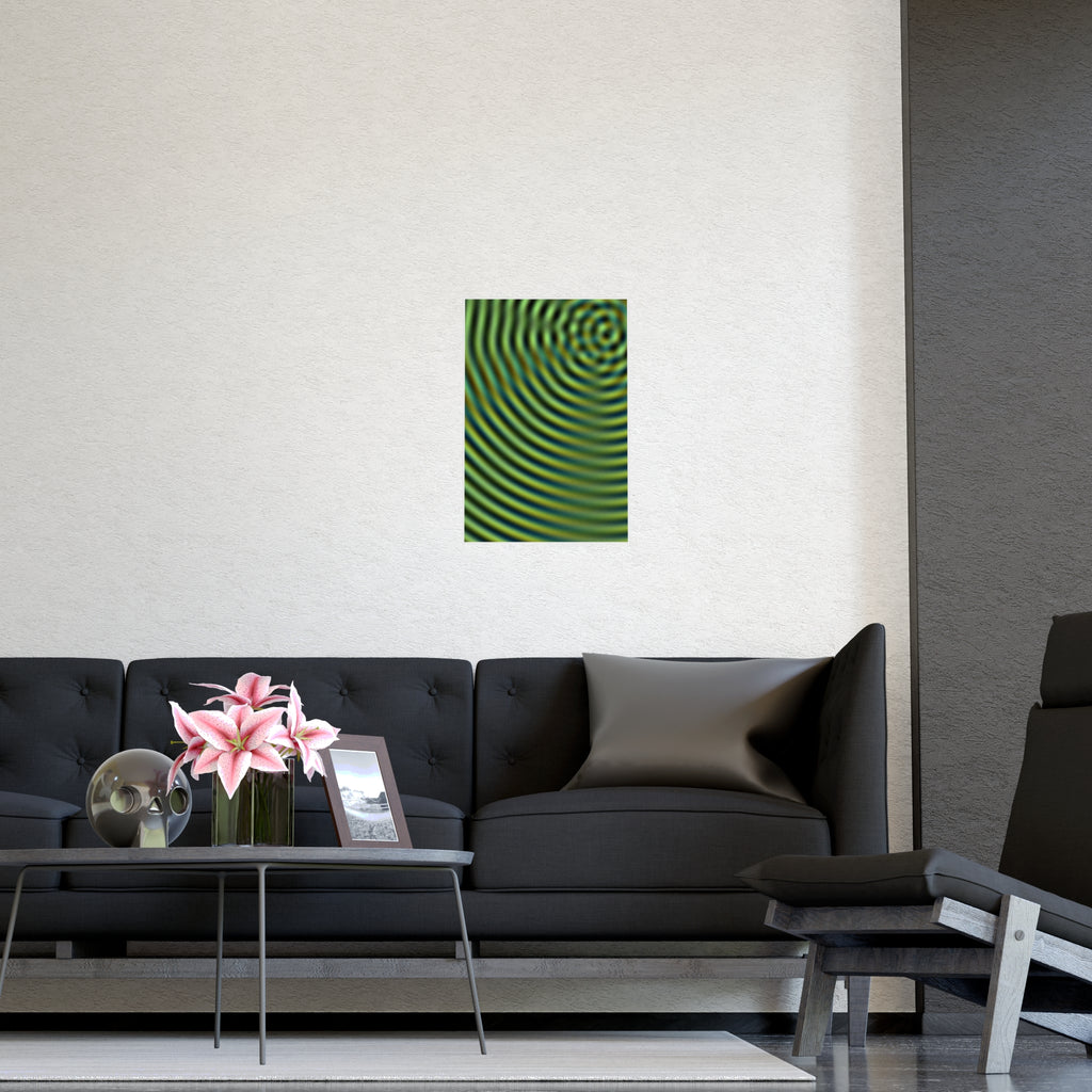 Abstract Green Wave Matte Poster — Optical Ripple Wall Art (Vertical/Horizontal)