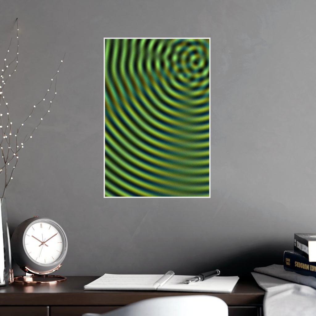 Abstract Green Wave Matte Poster — Optical Ripple Wall Art (Vertical/Horizontal)